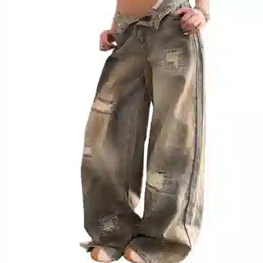 苏九儿 辣妹宽松美式破洞高级感牛仔裤 女款