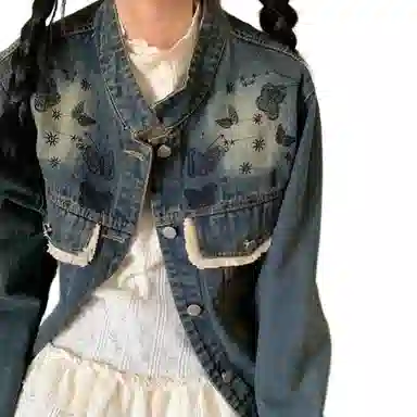 苏九儿 动物图案宽松长袖牛仔外套 女款