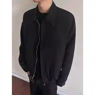 悍戈 美式复古潮流短款哈灵顿春秋外套 粗斜纹肌理感水墨画内衬 宽松百搭垂感透气夹克 男女同款