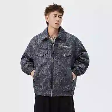 虫小绿 品牌字母麂皮绒休闲潮流百搭大码夹克外套 男女同款