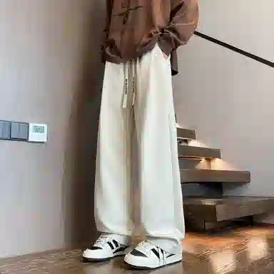 虫小绿 美式高街复古字母刺绣系带抽绳简约时尚日常通勤宽松舒适透气百搭休闲裤 男女同款