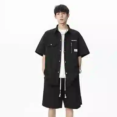虫小绿 休闲服装两件套青少年大码扎染衬衫套装 男女同款
