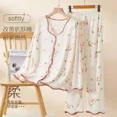 水中花 甜美学生开衫家居服休闲可爱长袖长裤宽松舒适可外穿睡衣套装 女款