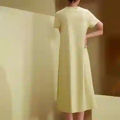 莫代尔 长绒纯棉圆领宽松纯色短袖连衣裙 女款