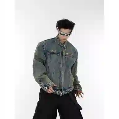 TUCANO Vintage Washed Collarless Denim Jacket