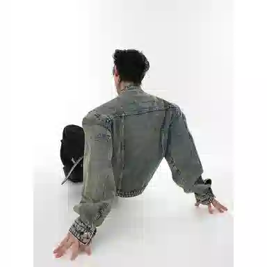 TUCANO Vintage Washed Collarless Denim Jacket