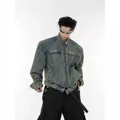 TUCANO Vintage Washed Collarless Denim Jacket