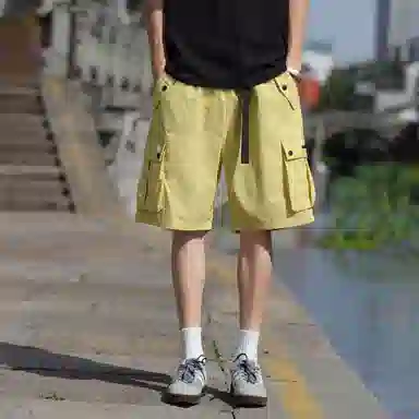 赛琪 美式高街复古潮流时尚机能多功能字母纯色抽绳系带百搭休闲舒适宽松日常通勤运动工装短裤 男女同款