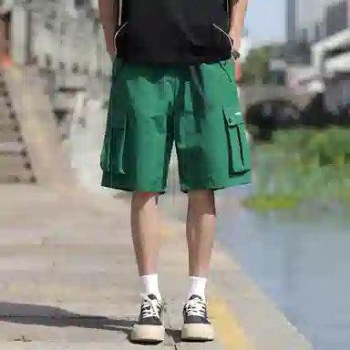 赛琪 美式高街复古潮流时尚机能多功能字母纯色抽绳系带百搭休闲舒适宽松日常通勤运动工装短裤 男女同款