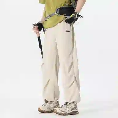 赛琪 清爽冰感户外运动透气宽松速干中腰系带九分直筒拖地垂感百搭空调裤美式高街薄款潮牌休闲裤 男女同款