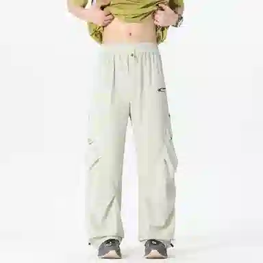 赛琪 清爽冰感透气户外运动宽松速干中腰系带九分直筒拖地垂感百搭空调裤美式高街薄款潮牌休闲裤 男女同款