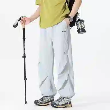 赛琪 高街清爽冰感户外运动透气宽松速干中腰系带九分直筒拖地垂感百搭空调裤美式薄款潮牌休闲裤 男女同款