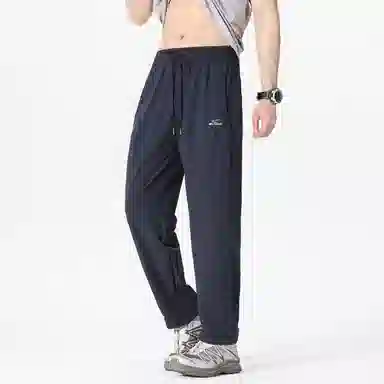 赛琪 美式高街基础款纯色冰丝速干薄款直筒坠感松紧腰西裤伞兵褶皱凉感透气四面弹休闲裤 男女同款