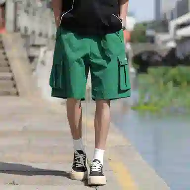 赛琪 美式高街复古潮流时尚机能多功能字母纯色抽绳系带百搭休闲舒适宽松日常通勤运动工装短裤 男女同款