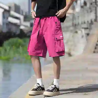 赛琪 美式高街复古潮流时尚机能多功能字母纯色抽绳系带百搭休闲舒适宽松日常通勤运动工装短裤 男女同款