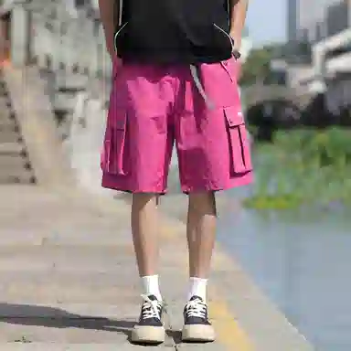 赛琪 美式高街复古潮流时尚机能多功能字母纯色抽绳系带百搭休闲舒适宽松日常通勤运动工装短裤 男女同款