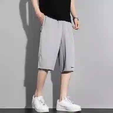 赛琪 日系高街复古直筒纯色宽松舒适抽绳弹力中腰五分裤设计柔软透气亲肤户外运动日常通勤潮流简约百搭时尚感轻薄休闲短裤 男女同款