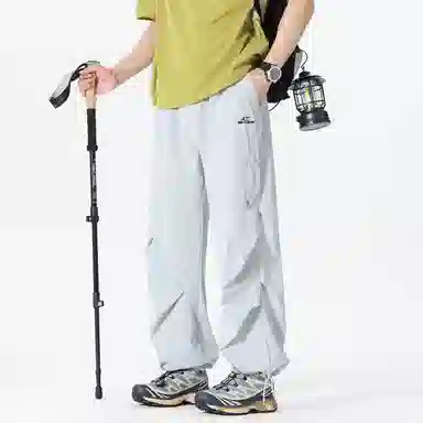 赛琪 清爽冰感户外运动透气宽松速干中腰系带九分直筒拖地垂感百搭空调裤美式高街薄款潮牌休闲裤 男女同款