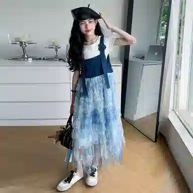 天才小熊连衣裙 时尚亲肤吊带 中小童