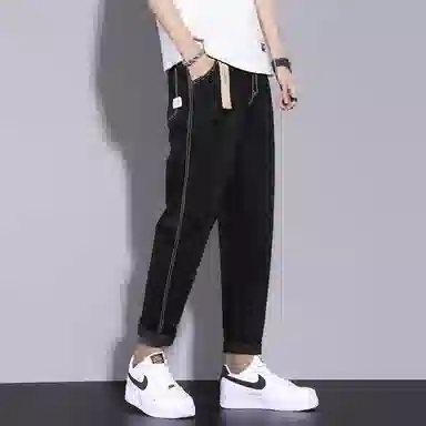 尘映 潮牌韩版宽松直筒锥形弹力休闲春夏九分裤牛仔裤 男款