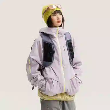 山系户外徒步登山舒适时尚连帽短款外套 冲锋衣 男女同款