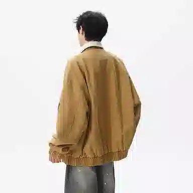 假日伯爵 秋冬季长袖男装痞帅气质贴纸印花小众设计学生流行简约慵懒文艺宽松休闲外套夹克 男女同款