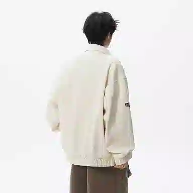 假日伯爵 秋冬季长袖男装痞帅气质贴纸印花小众设计学生流行简约慵懒文艺宽松休闲外套夹克 男女同款