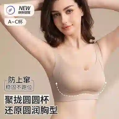 北极绒 大胸显小提拉塑形透气防垂聚拢侧收无痕隐形无钢圈文胸 女款