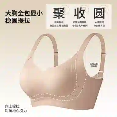 北极绒 大胸显小提拉塑形透气防垂聚拢侧收无痕隐形无钢圈文胸 女款