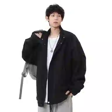 水田夏 男秋冬季时尚潮流男装休闲百搭纯色简约立领外套夹克 男款