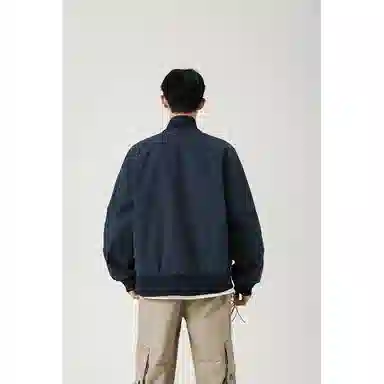 悍戈 高街美式复古拼接立领飞行风春秋男士百搭外套夹克 男款