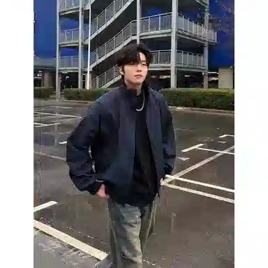 帝狼牛 美式复古立领飞行工装风潮牌外套夹克 男女同款
