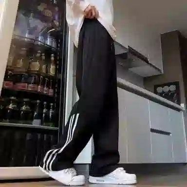悍戈 美式潮牌秋季宽松直筒条纹运动卫裤 小众创意撞色设计 日常通勤百搭休闲裤 男女同款