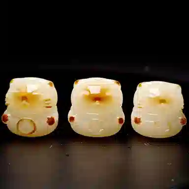 【福韵】 风佑 可爱招财小猫炭烧猫爪钥匙挂扣新中式国潮纳福转运手机链#好运 菩提子/菩提籽 挂件 男女同款情侣款