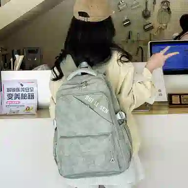 米囹 满印小熊书包 轻盈减负 双肩包 常规 白色
