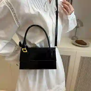 米囹 软面皮小方包 高质感 单肩斜挎包 常规 黑色