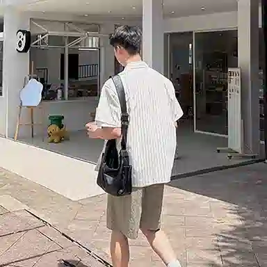 沐诚阳译 日系青春个性慵懒风短袖衬衫 男女同款