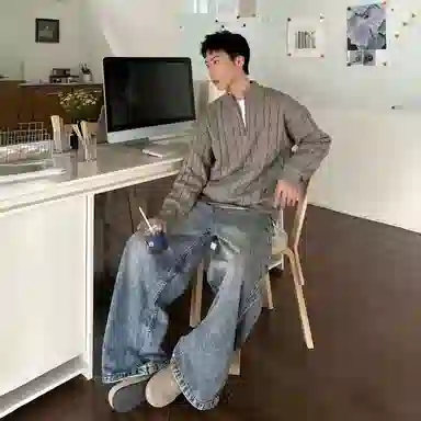 悍戈 融合多种风格的重磅小众高级感立领半拉链长袖内搭针织衫 男女同款