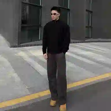 悍戈 融合多种风格的重磅小众高级感立领半拉链长袖内搭针织衫 男女同款