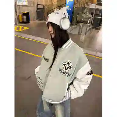 悍戈 美式复古潮流舒适百搭祖母刺绣运动棒球服外套夹克 男女同款