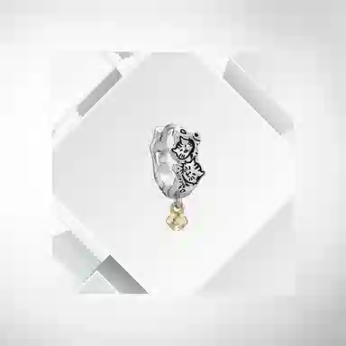 清脆小溪 铃铛小猫涂鸦小众设计高级感可爱俏皮个性潮流时尚百搭 合金 耳环 女款