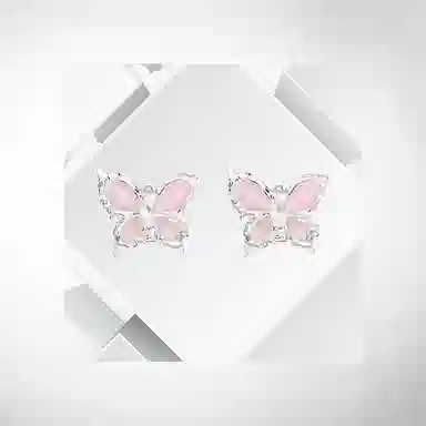 清脆小溪 梦幻蝴蝶 精致小巧甜美少女心 小众森系翩翩蝶舞温柔风 浪漫约会 优雅百搭#好运 合金 耳钉 女款