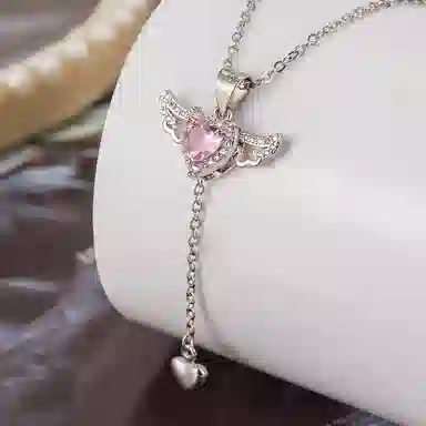 清脆小溪 丘比特之心浪漫天使粉色翅膀轻奢优雅气质精致小众设计高级感温柔风森系清新百搭 锆石 挂件 女款
