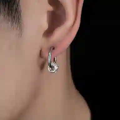 清脆小溪 彩钻圆圈轻奢高级感时尚小众设计甜酷潮流个性冷淡风精致百搭 锆石 耳环 男女同款情侣款