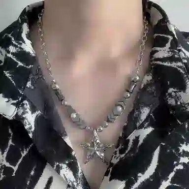 清脆小溪 哥特风欧美五角星 小众设计气质典雅简约高级嘻哈甜酷潮流 合金 项链 女款