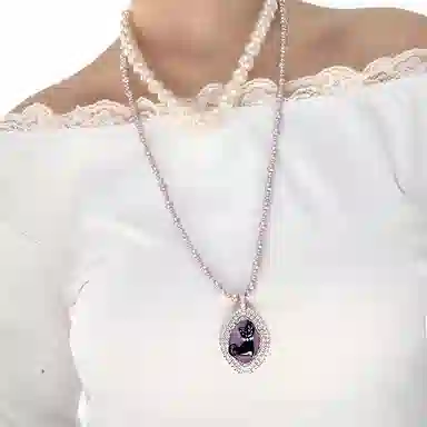 清脆小溪 优雅气质精神个性小众设计 轻奢甜美可爱猫咪镶钻首饰日常通勤百搭 珍珠 项链 女款