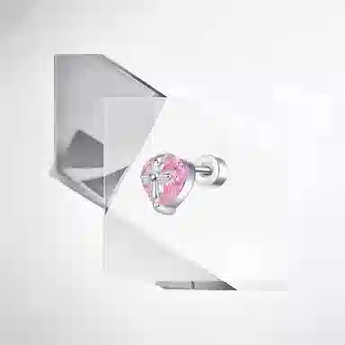 清脆小溪 粉钻爱心十字架森系小清新温柔甜美气质可爱少女日常通勤百搭#好运 钛钢 耳钉 女款