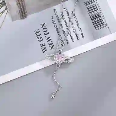 清脆小溪 丘比特之心浪漫天使粉色翅膀轻奢优雅气质精致小众设计高级感温柔风森系清新百搭 锆石 挂件 女款