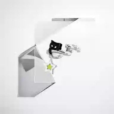 清脆小溪 黑猫青苹果星星小猫可爱精致高级感甜酷时尚个性通勤温柔百搭 合金 耳夹 男女同款情侣款