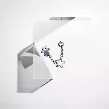 清脆小溪 神秘爪印 独特个性可爱猫爪镂空五角星链条双耳洞甜酷创意潮流精致简约高级感日常百搭 合金 耳钉 女款
